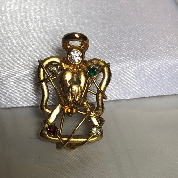 Angel earrings gold over sterling 6 precious gems - Picture 4 of 8